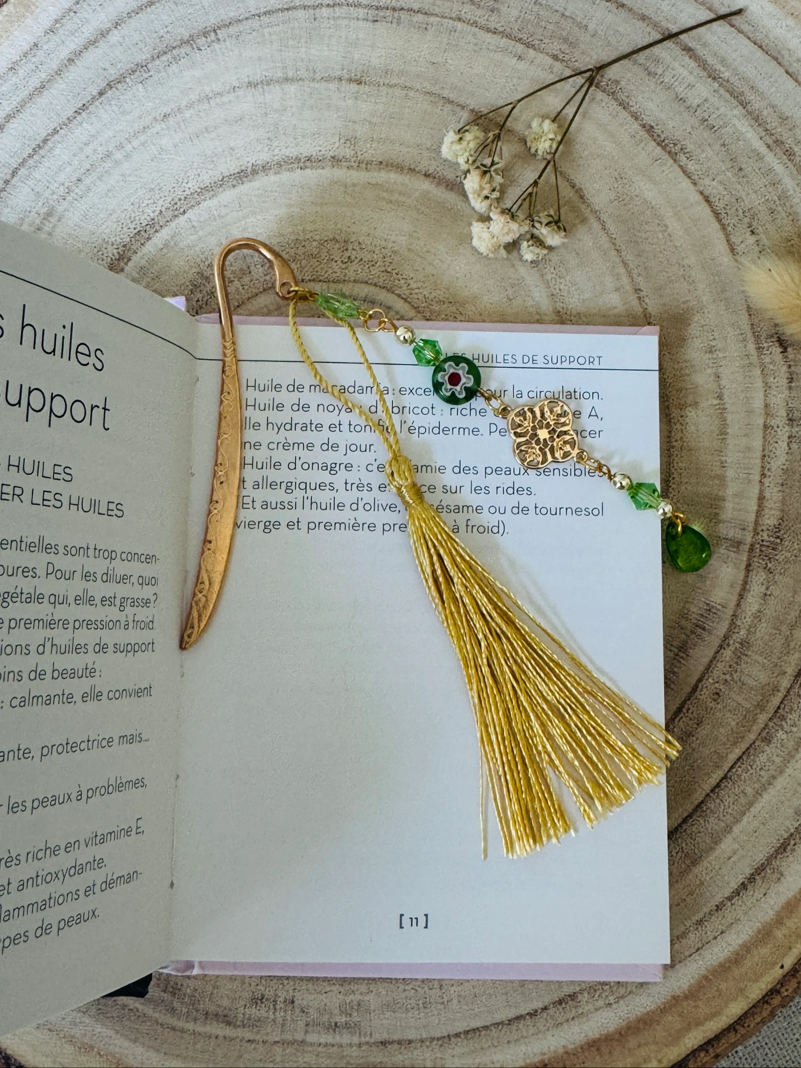 Handgemaakte bladwijzer – Groen & Goud – photo 4